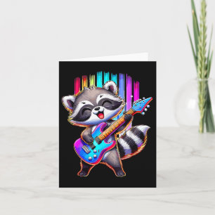 Carte Raccoon Jouant Guitare Rock Et Roll