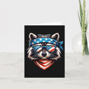Carte Raccoon patriotique 4 juillet Drapeau américain