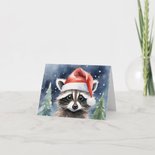 Carte Raccoon Père Noël Christmas
