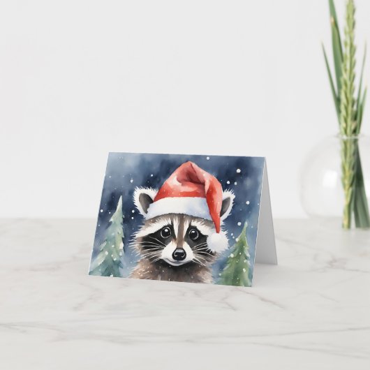 Carte Raccoon Père Noël Christmas (Devant)