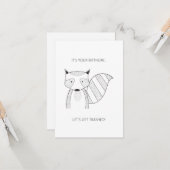 Carte Raccoon simple "C'est ton anniversaire" (Devant/Arrière en situation)