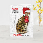 Carte Race de chat Bengal drôle de Noël (Fleur jaune)