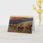Carte Racehores dans un paysage jockeys cheval art Degas (Fleur jaune)
