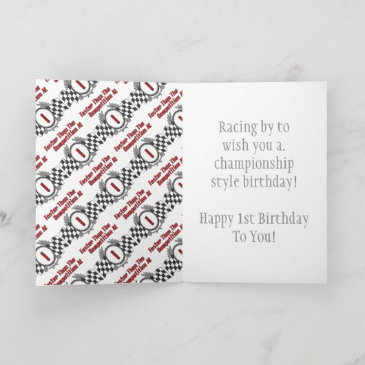 Carte Racing Thème 1er anniversaire (Intérieur)
