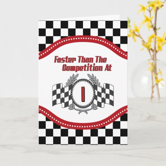 Carte Racing Thème 1er anniversaire (Fleur jaune)