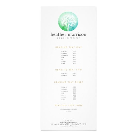 Carte Rack Aquarelle Arbre Yoga et Wellness (Devant)