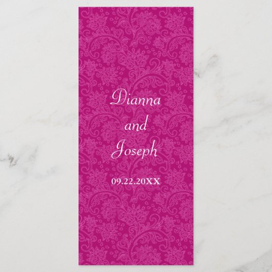 Carte Rack Baroque Fuchsia Plaque Menu (Dos)
