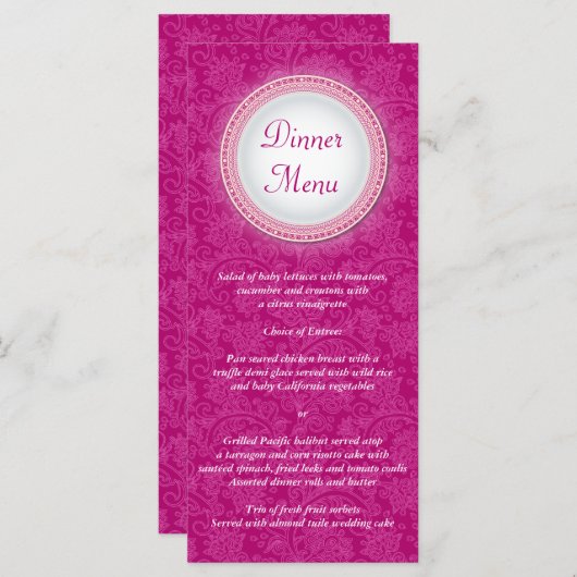 Carte Rack Baroque Fuchsia Plaque Menu (Devant / Derrière)