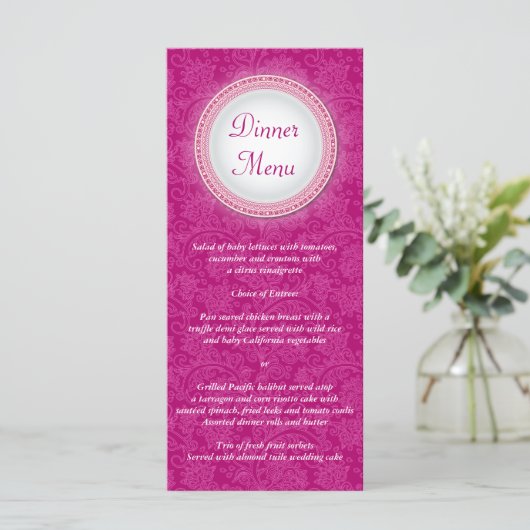 Carte Rack Baroque Fuchsia Plaque Menu (Debout devant)