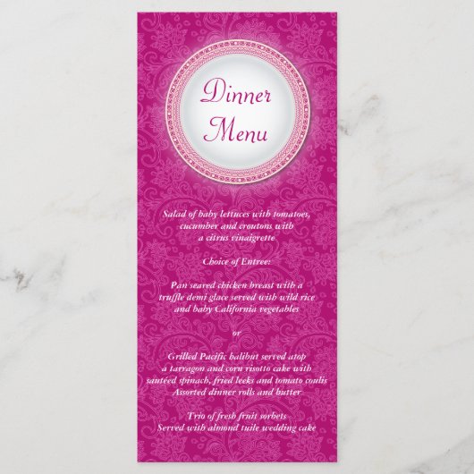 Carte Rack Baroque Fuchsia Plaque Menu (Devant)