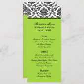 Carte rack Damask Green Mariage Menu (Devant / Derrière)