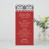 Carte rack de menu Mariage damassé noir et blanc (Debout devant)