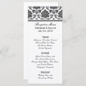 Carte rack de menu Mariage damassé noir et blanc (Devant / Derrière)