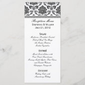 Carte rack de menu Mariage damassé noir et blanc (Devant)