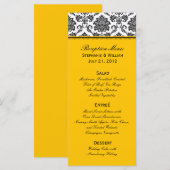 Carte rack de menu Mariage damassé noir et blanc (Devant / Derrière)