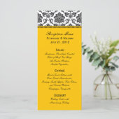 Carte rack de menu Mariage damassé noir et blanc (Debout devant)