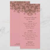 Carte rack de menu Mariage rose et Brown (Devant / Derrière)