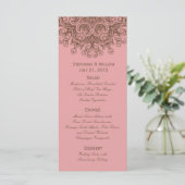 Carte rack de menu Mariage rose et Brown (Debout devant)