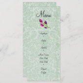 Carte rack de menu Mint Green Mariage damassé 4 po (Devant / Derrière)