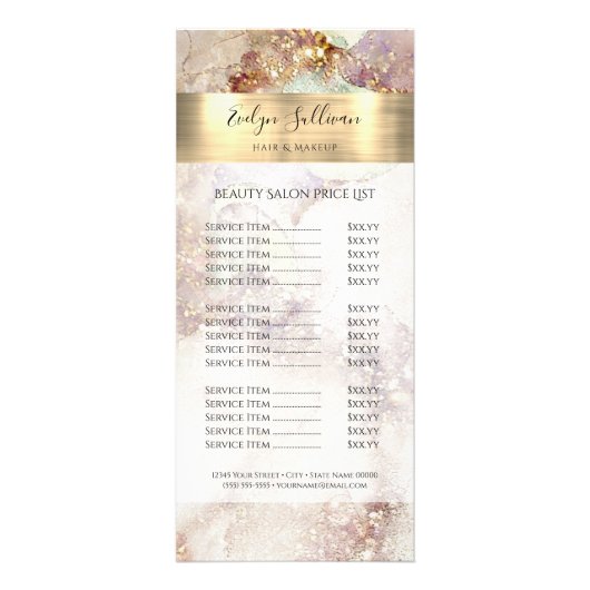 Carte rack de tarification de l'aquarelle et de l' (Devant)