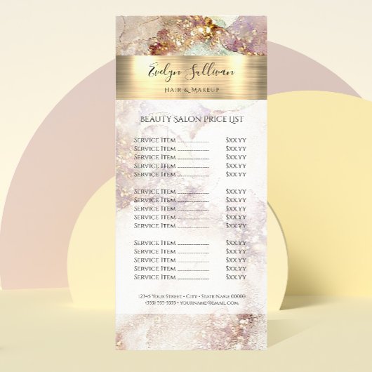 Carte rack de tarification de l'aquarelle et de l'