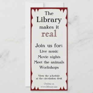 Carte rack des événements de bibliothèque