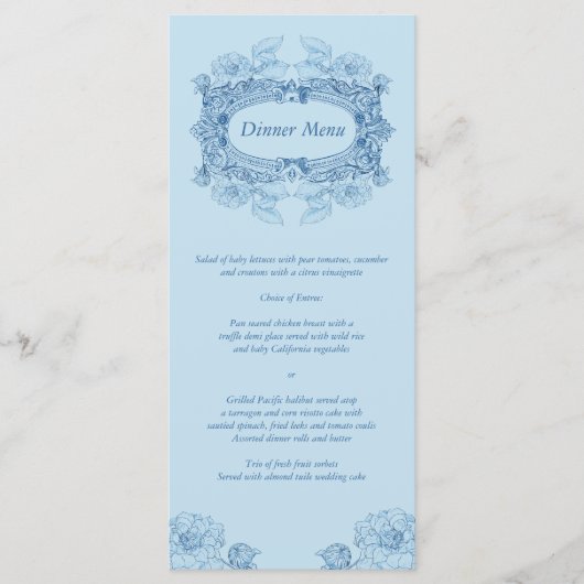 Carte Rack du menu bleu du cadre antique (Devant)