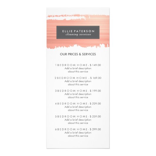 Carte rack du menu Service personnalisable (Devant)