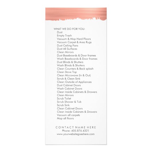 Carte rack du menu Service personnalisable (Dos)