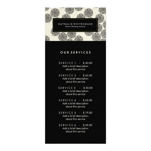 Carte rack du menu Service personnalisable (Devant)