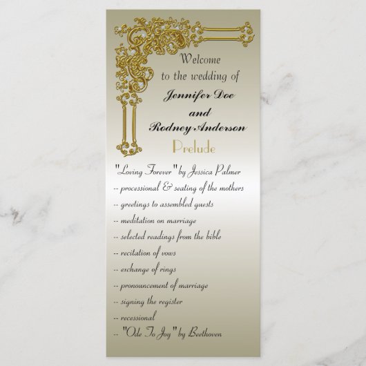 Carte rack du programme de mariage (Devant)