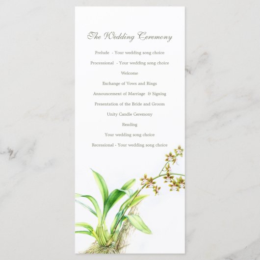 Carte rack du programme de mariage de l'Orchestre (Dos)