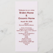 Carte rack du programme de mariage de mariée perso (Devant)