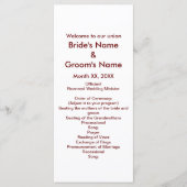 Carte rack du programme de mariage de mariée perso (Devant)