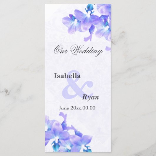 Carte rack du programme de mariage Mauve Orchids (Devant)