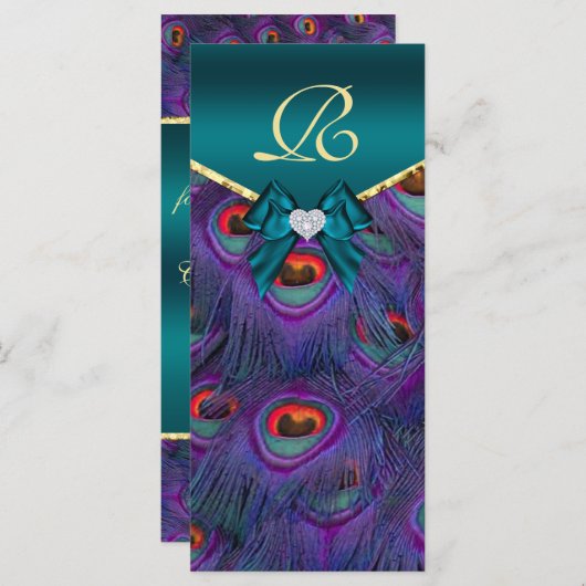 Carte rack du programme de mariage Peacock Plum tu (Devant / Derrière)