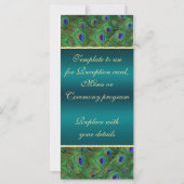 Carte rack du programme de mariage Peacock turquoi (Dos)