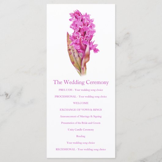 Carte rack du programme de mariage rose orchidée (Dos)