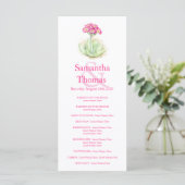 Carte rack du programme de mariage rose Primrose (Debout devant)