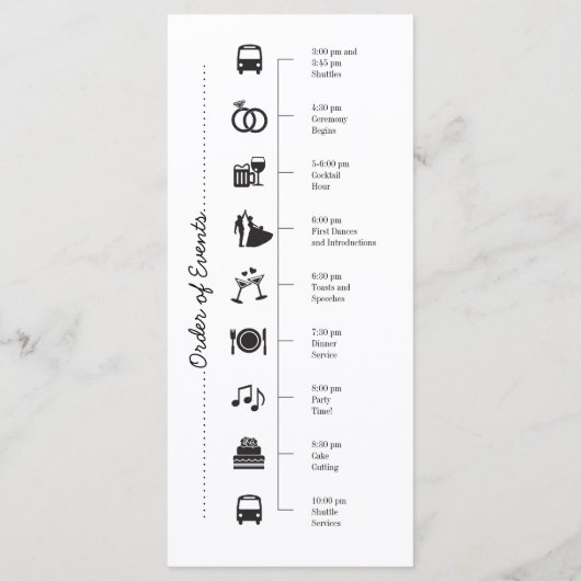 Carte rack du programme de mariage Silhouettes sim (Dos)