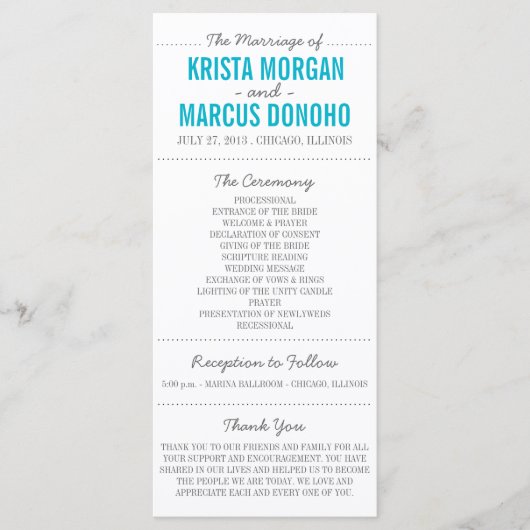 Carte rack du programme de mariage Silhouettes sim (Devant)
