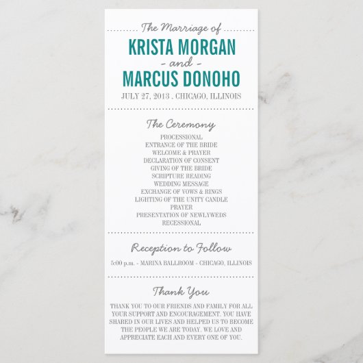 Carte rack du programme de mariage Silhouettes sim (Devant)