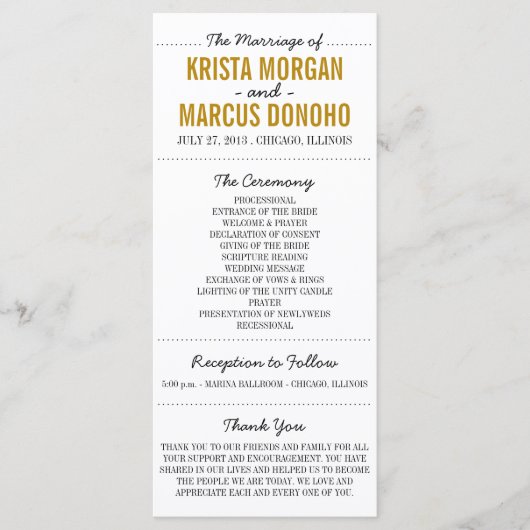 Carte rack du programme de mariage Silhouettes sim (Devant)
