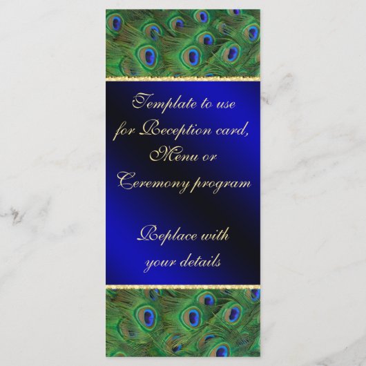 Carte Rack du programme Royal Blue Peacock Wedding (Dos)