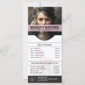 Carte Rack du tarif du salon de beauté (Devant)