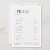 Carte Rack du tarif du salon de beauté blanche (Devant)