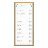 Carte Rack Gris, Kraft & Rustique Menu & Tarifs (Devant)