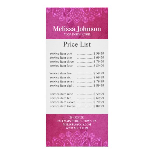 Carte Rack Mandala Yoga Rose (Devant)