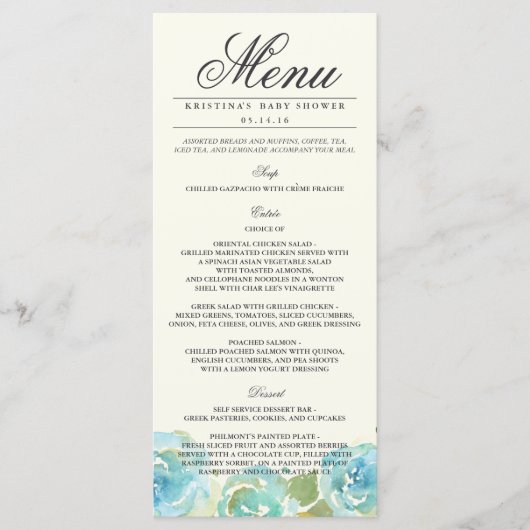Carte Rack Menu Floral Lavish (Devant)