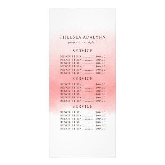 Carte Rack Minimaliste Ombre Rose Aquarelle (Devant)